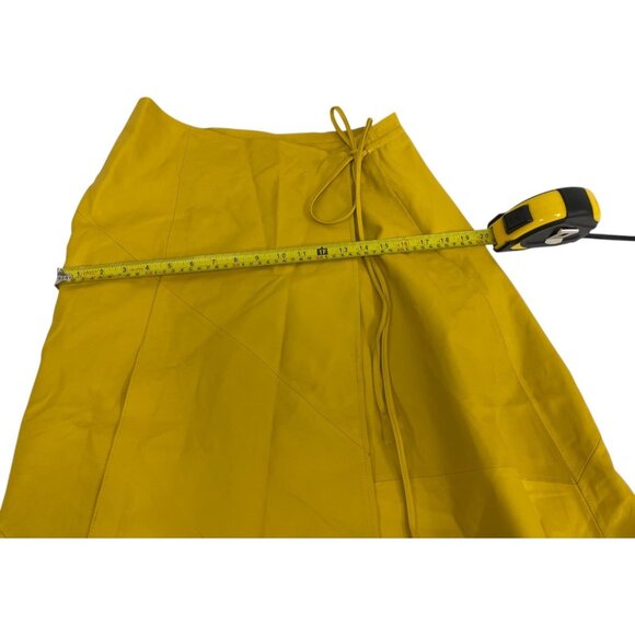 Zara Studio Womens Leather Skirt Size L Yellow Lined Wrap A-Line 1966/304 NWOT - Picture 6 of 10